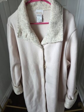 Roaman's Cream Teddy Fleece Coat with Sherpa Collar
